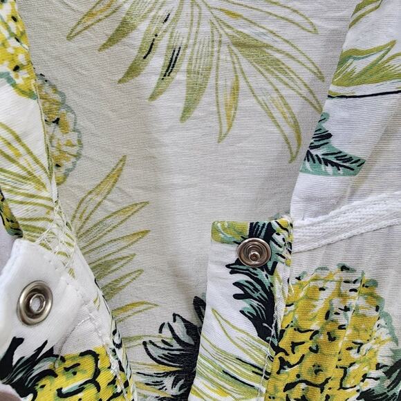 Ekouaer pearl snap front housecoat nightgown pineapple print woman's size large - Picture 7 of 14